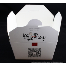 Caja de fideos de cartón con logotipo personalizado blanco con mango de metal